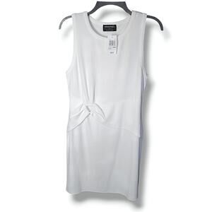 Minkpink Women's White Sleeveless Round Neck Ribbed Bodycon Dress Size Large